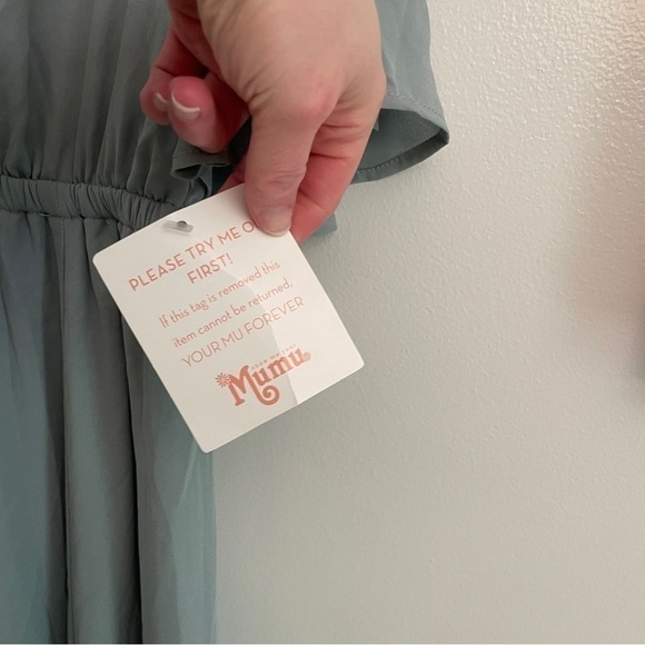 Show Me Your MuMu Emily Empire Maxi Dress in Silver Sage Crisp Size Medium NWT - Picture 8 of 10